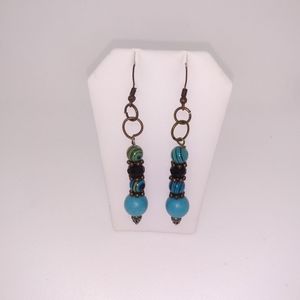 Beaded (Turquoise) short dangling earrings